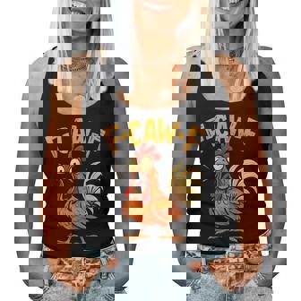 F-Caw-F Chicken Fcawf Humor Quote Rooster Meme Women Tank Top | Mazezy