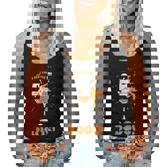 Ghost Halloween Wine I’M Here For Boos Women Tank Top - Seseable