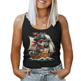 Pirate Cat Adventure Halloween Cat Lover Women Women Tank Top | Mazezy