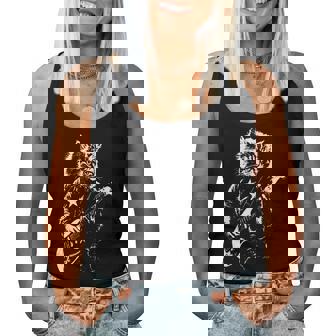 Rock Cat Playing Guitar For Music Cat Lover Women Tank Top | Seseable UK