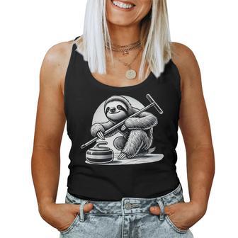 Sloth Lazy Curling Curler Winter Sports Man Woman Women Tank Top | Mazezy