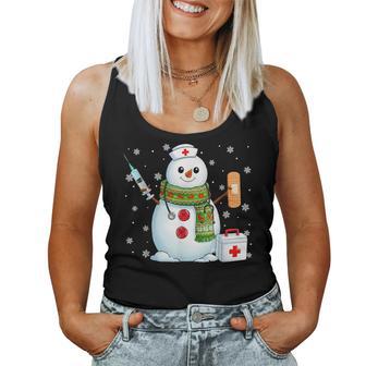 Snowman Nurse Pjs Pajamas Christmas Xmas Men Women Tank Top - Monsterry