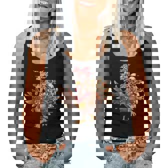 Thanksgiving Turkey Girl Leopard Thanksgiving Women Tank Top | Mazezy