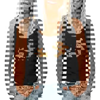 Gingerbread Cookie Chasing Corgi Christmas Dog Mom Pet Lover Women Tank Top | Seseable UK