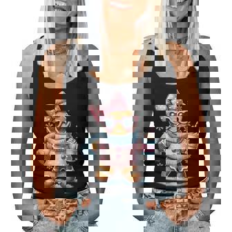 Gingerbread Drinking Hot Chocolate Bougie Christmas Women Tank Top | Mazezy