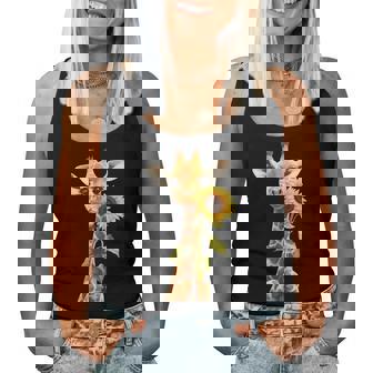 Giraffe Sunflower Women Tank Top - Monsterry