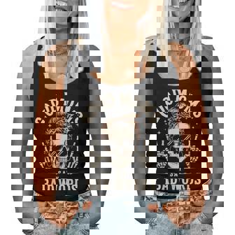 Good Moms Say Bad Words Skeleton Messy Bun Mom Women Tank Top | Mazezy