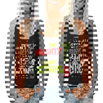 Groovy Christmas Pajamas Pjs On The List Of Naughty And I Regret Nothing Xmas Meme Women Tank Top | Mazezy