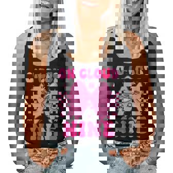 Groovy On Cloud Nine Bday 9Th Birthday Girl Coquette Bow Women Tank Top - Thegiftio