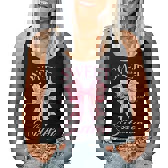 Groovy Sweet 16Th Birthday Girl Coquette Bow 16 Year Old Women Tank Top - Seseable