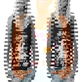 Halloween Birthday Boo Im Two Groovy Birthday Outfit Women Tank Top - Monsterry