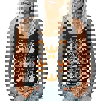 Halloween Ghost Coquette Bow Pumpkin Spooky Boo Girl Women Tank Top - Seseable