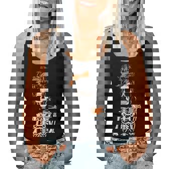 Halloween Skeleton Messy Bun Coffee Costume Mom Women Women Tank Top - Monsterry