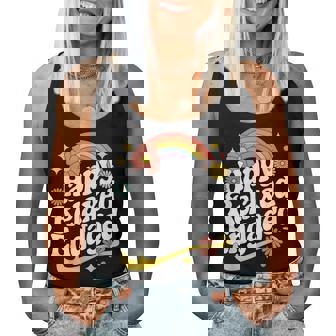 Happy Relaxed Engaged Behavior Analyst Aba Therapist Groovy Women Tank Top | Mazezy