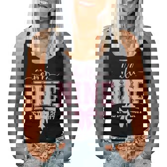 Hello Nine Est 2017 Coquette Bow 9Th Birthday Girl Women Tank Top | Seseable CA