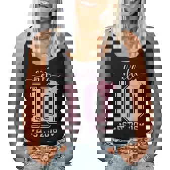 Hello Ten Est 2016 10Th Birthday Coquette Bow 10 Year Girl Women Tank Top | Seseable UK