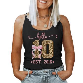 Hello Ten Est 2016 10Th Birthday Girl Double Digits Leopard Women Tank Top - Thegiftio UK