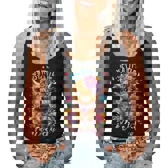 Highland Cow Just A-Little Moody Flower Farm Farmer Women Tank Top | Mazezy