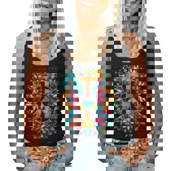 Hippie Peace Sign Flower Retro Sunflower Women Tank Top | Seseable CA