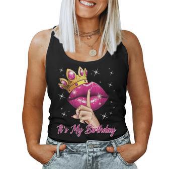 It's My Birthday B-Day Party Lips Crown Woman Queen Princess Women Tank Top - Monsterry