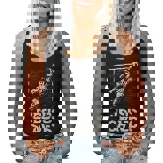 Jesus Saves Soccer Goalie Christian Inspirational Women Tank Top - Monsterry