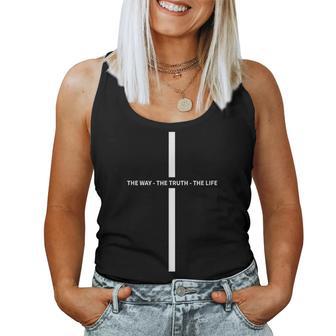 Jesus The Way Truth Life Christian Minimalist Cross Women Tank Top | Mazezy