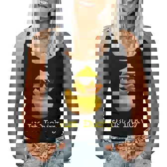 Just Ducky Rubber Yellow Duck Childish Graphic Women Tank Top - Monsterry