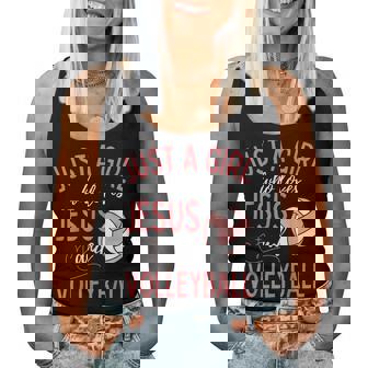 Just A Girl Who Loves Jesus And Volleyball Christian Women Tank Top - Thegiftio