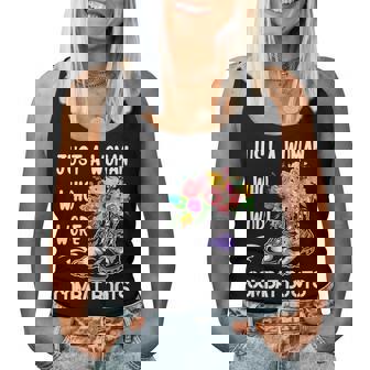 Just A Woman Who Wore Combat Boots Flowers Veteran's Day Women Tank Top | Seseable CA