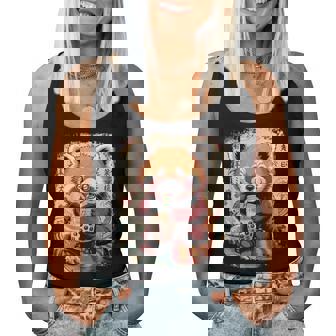 Kawaii Red Panda Boba Anime Japonais Esthétique Filles Adolescentes Débardeur pour femme - Cadeauxyz