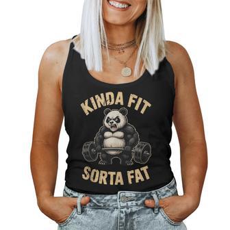 Kinda Fit Sorta Fat Gym Panda Weightlifting Workout Women Tank Top - Thegiftio UK