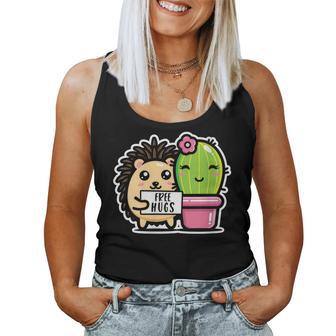Lindo Erizo Amante De Los Cactus Cuello Camiseta sin mangas para mujer - Regaloses
