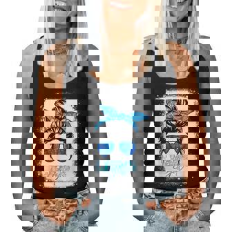 Lions Retro Messy Bun Blue Coquette Women Tank Top | Seseable CA