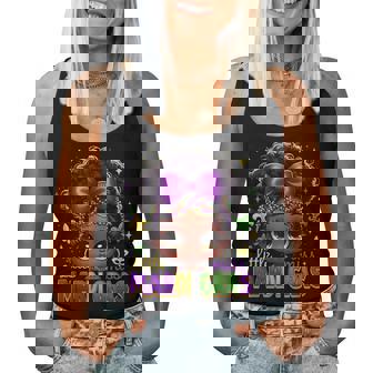 Little Miss Mardi Gras Cute Girl Messy Bun Festival Carnival Women Tank Top - Thegiftio