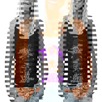 Lupus Warrior Purple Awareness Ribbon Messy Bun Black Women Women Tank Top - Thegiftio