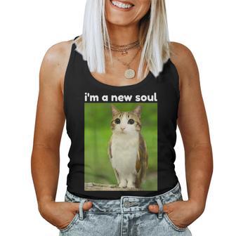 Meowl Brainrot Meme Cat Owl Cursed Women Tank Top - Monsterry