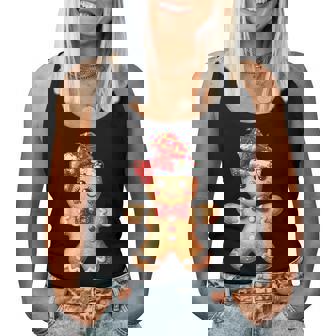 Merry Christmas Gingerbread Santa Pajamas Girls Women Women Tank Top | Seseable UK