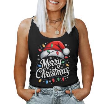 Merry Christmas Lights Red Santa Hat Xmas Family Women Women Tank Top | Seseable UK