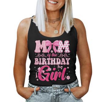 Mom Of The Birthday Girl Family Pink Bow Family Party Women Tank Top - Monsterry