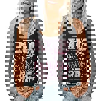 Mom Of The Birthday Girl Pink Bow Flower Birthday Girl Women Tank Top - Monsterry