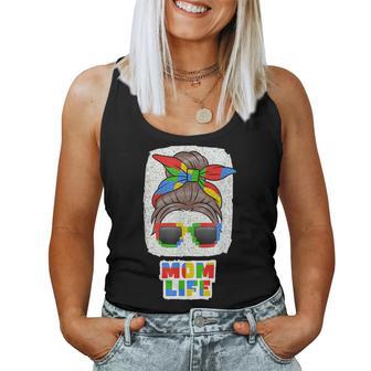 Mom Life Cute Messy Bun Master Builder Building Blocks Women Women Tank Top | Mazezy