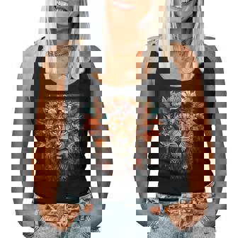 Motif Lion Avec Fleurs Autour Detyle Bohème Débardeur pour femme - Cadeauxyz