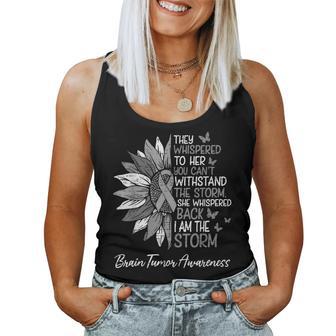 Motivational Brain Tumor Awareness Sunflower Ribbon Gray Women Tank Top - Monsterry