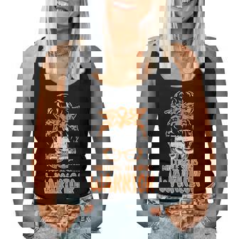 Multiple Sclerosis Warrior Ms Awareness Messy Bun Hair Women Tank Top | Mazezy