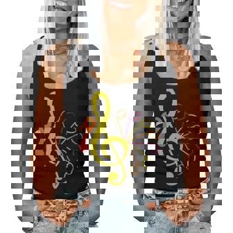 Music Note Symbol Turkey Teacher Fall Thanksgiving Autumn Women Tank Top | Mazezy