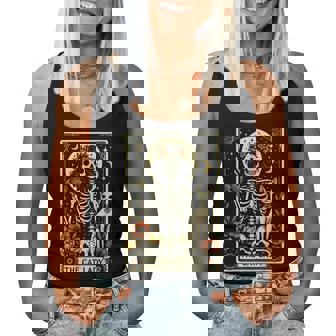 Mystic Skeleton The Cat Lady With Coffee Tarot Card Vibes Women Tank Top - Thegiftio