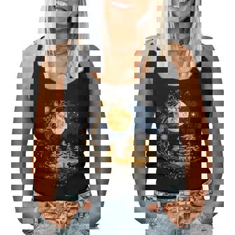 Mystical Sun And Moon With Woman Mystical Flowers Aesthetic Women Tank Top - Thegiftio