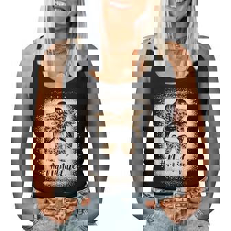 Nana Life Bleached Leopard Messy Bun Mother's Day Women Tank Top | Mazezy