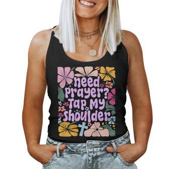 Need Prayer Tap My Shoulder Boho Floral Jesus Christian Pray Women Tank Top - Monsterry