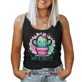 Not A Hugger Vintage Cactus Cute Girl Sarcastic Women Tank Top - Thegiftio UK